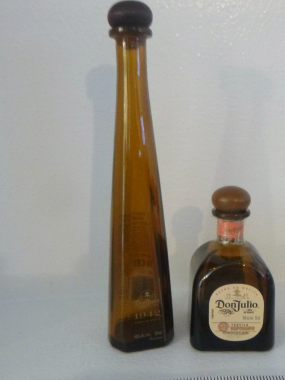 MINI DON JULIO  1942 TEQULIA BOTTLE WITH CORK and SQUARE REPOSADO BOTTLE